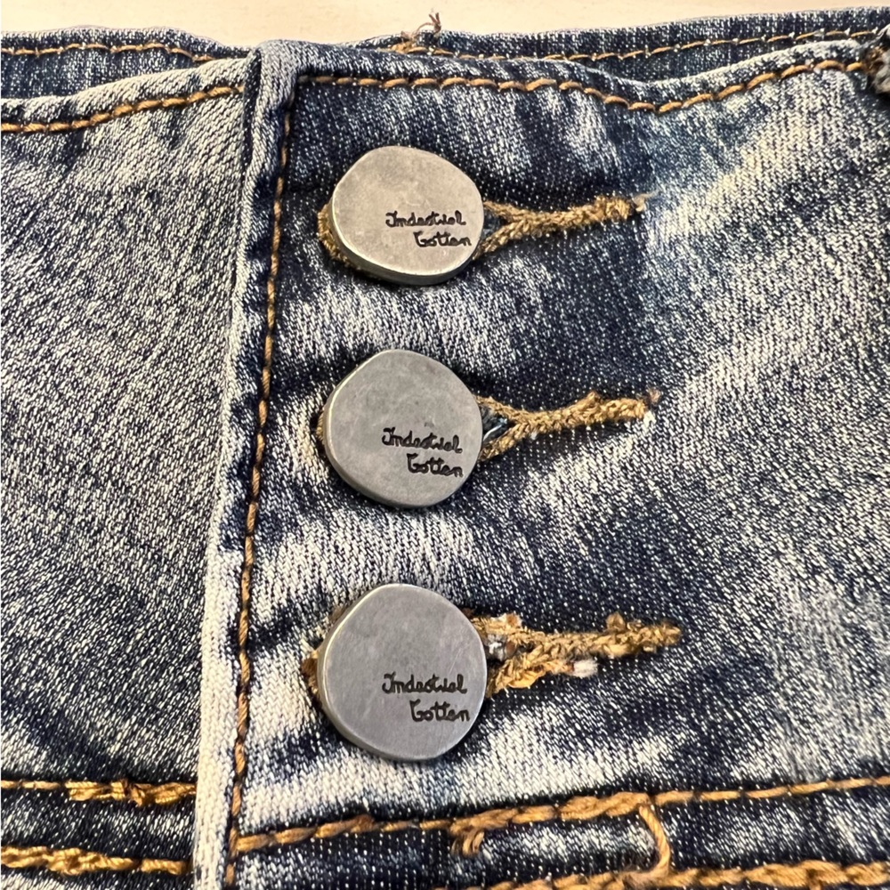 Vintage Industrial Cotton Embroidered Distressed Flare Bootcut Denim Jeans SZ 5 - Picture 7 of 16